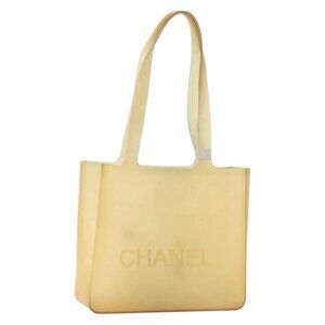 CHANEL Tote Bag Rubber Beige CC Auth 152235